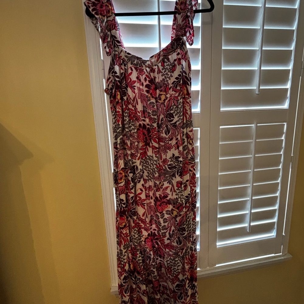 Knox Rose White Maxi Dress with Pink Floral Print and Tie Straps